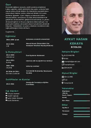 Biyolog CV Örnekleri cv indir